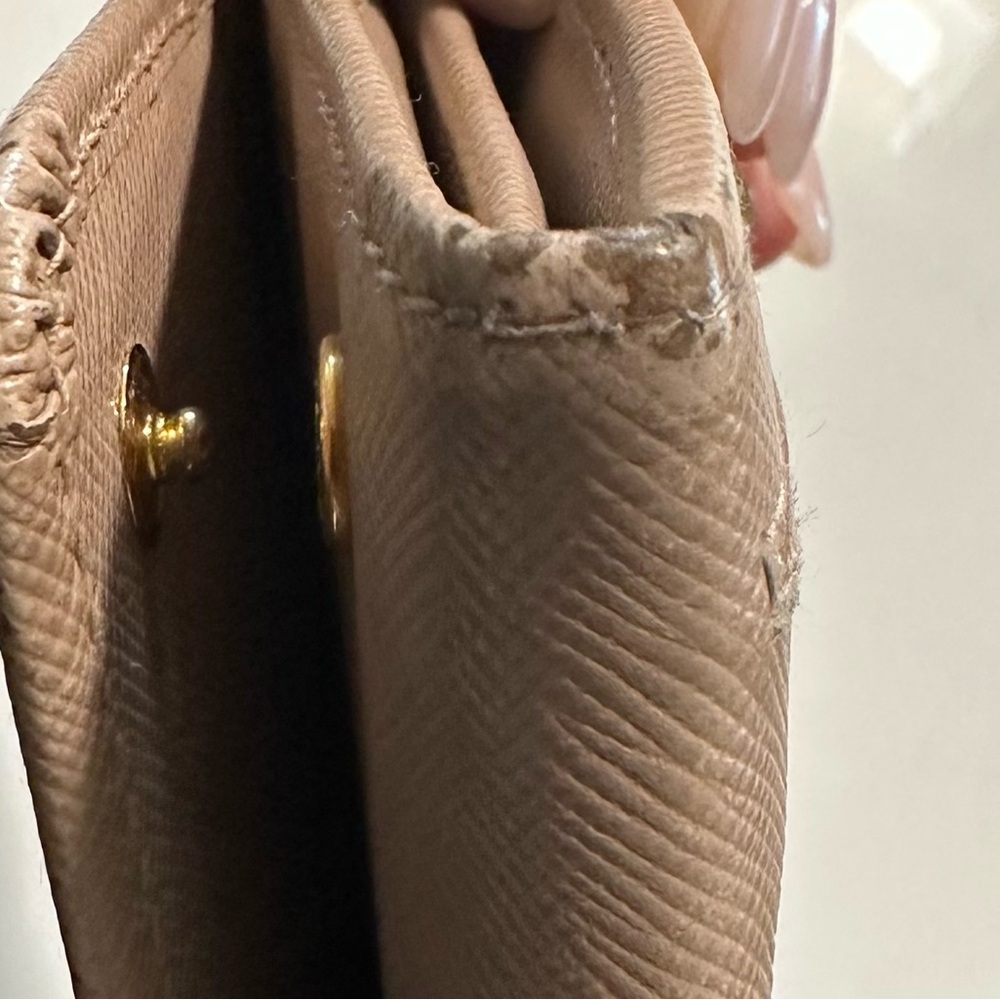 Prada Tan Saffiano Leather Wallet with Gold Logo - Picture 8 of 10
